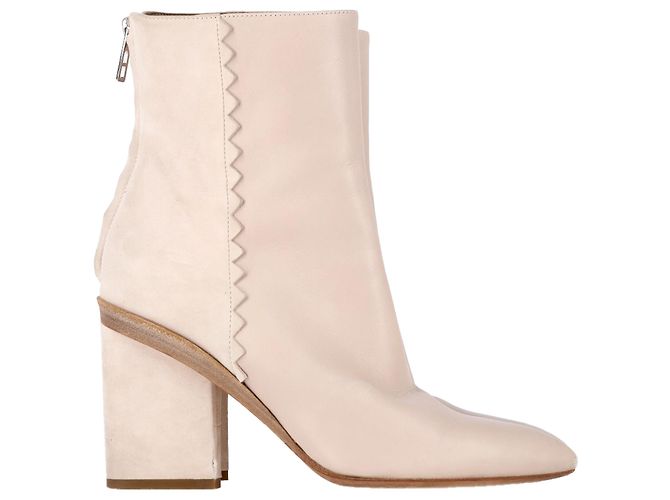 Botas de tornozelo Hermès Proof em couro e camurça creme Branco Cru