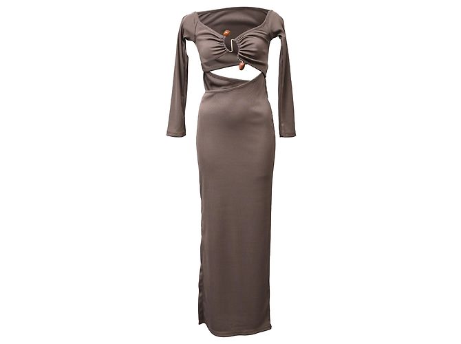 Autre Marque Vestido maxi off-shoulder Distort Quartz de Christopher Esber em poliéster marrom Vermelho