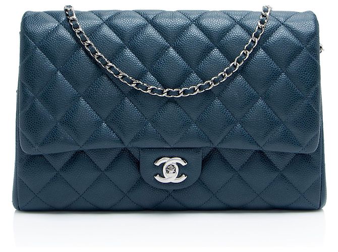 Gabrielle Pochette à rabat en cuir caviar avec chaîne Chanel Bleu