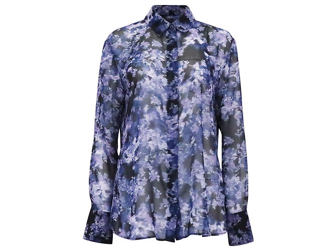 Altuzarra Chika Printed Blouse in Navy Blue Polyester