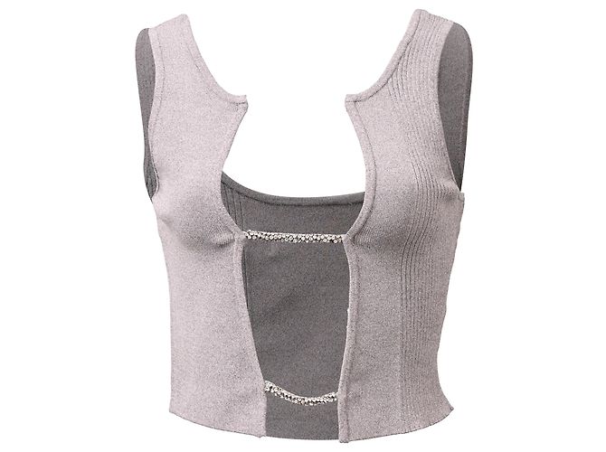 Autre Marque Verzierte Gitter-Top aus grauer Viskose von Christopher Esber