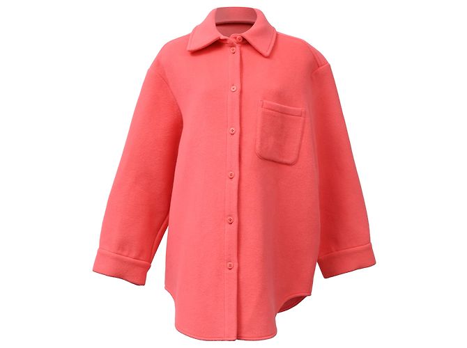 Max & Co Button-Down Overshirt in Coral Wool
