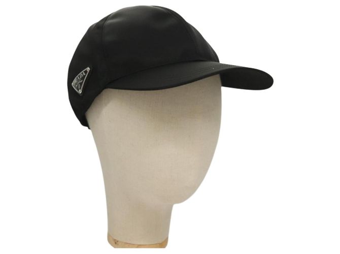 Boné de nylon M preto Auth mr1473 PRADA