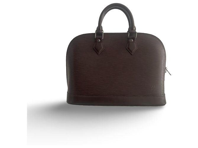 Bolsa Louis Vuitton Alma PM em couro epi cor chocolate