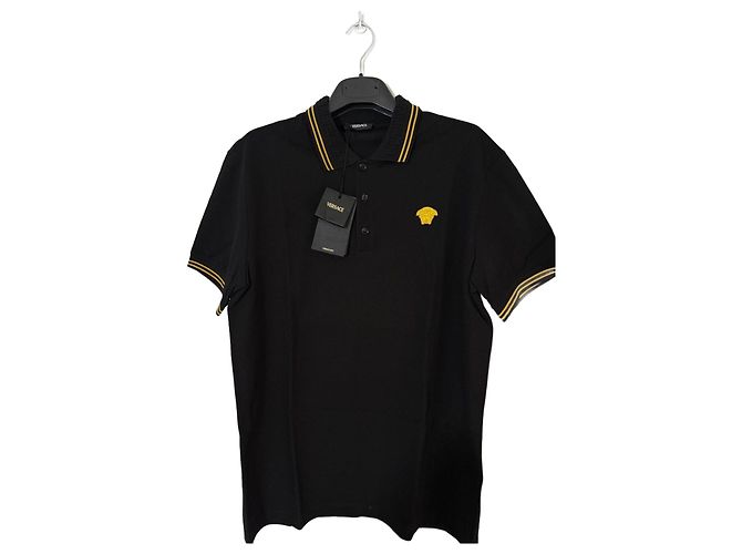 Polo Medusa Versace Preto Amarelo