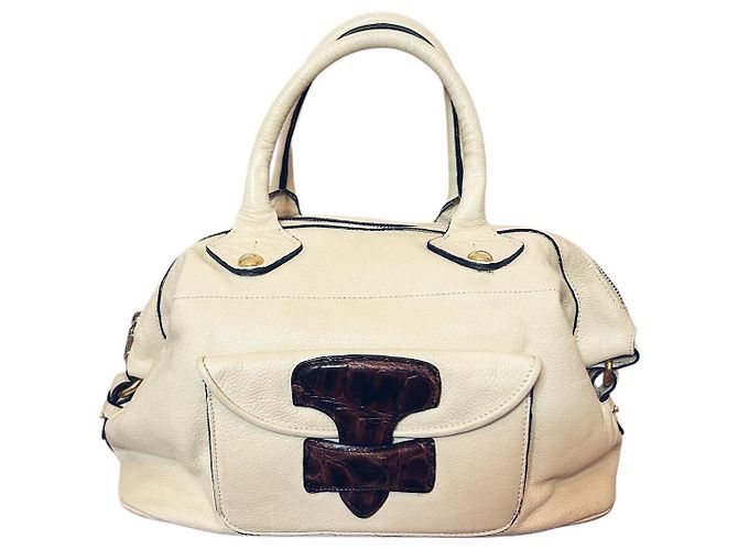 Borsa Loewe May Sand e Marrone Scuro in Vitello Sabbia