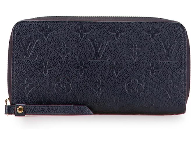 Louis Vuitton Blue Monogram Empreinte Zippy Long Wallet Navy blue Leather Cloth  ref.2396983