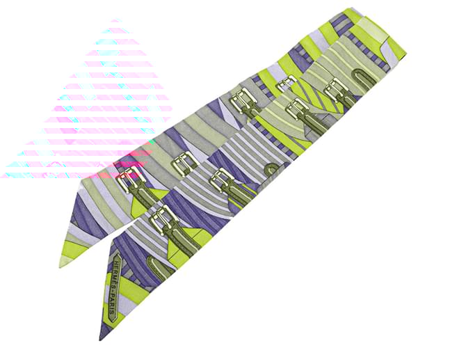 Hermès Pink Sangles Silk Twilly Scarf Cloth  ref.2397038