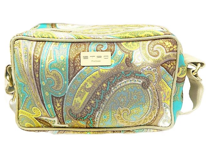 Bolsa transversal de lona Etro Multicor Mostarda