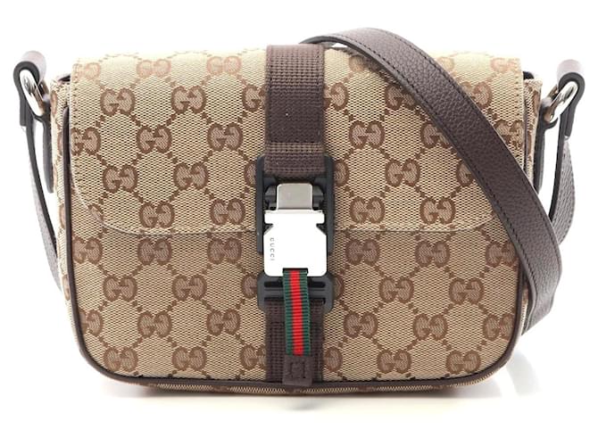 Gucci GG Mini Crossbody Bag Canvas Leather Brown Beige  ref.2397469