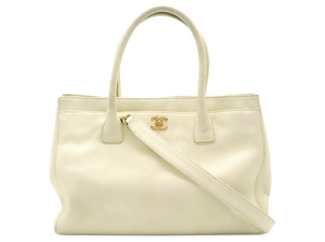 Executive Bolso Tote de la Línea Ejecutiva de Chanel Castaño Beige