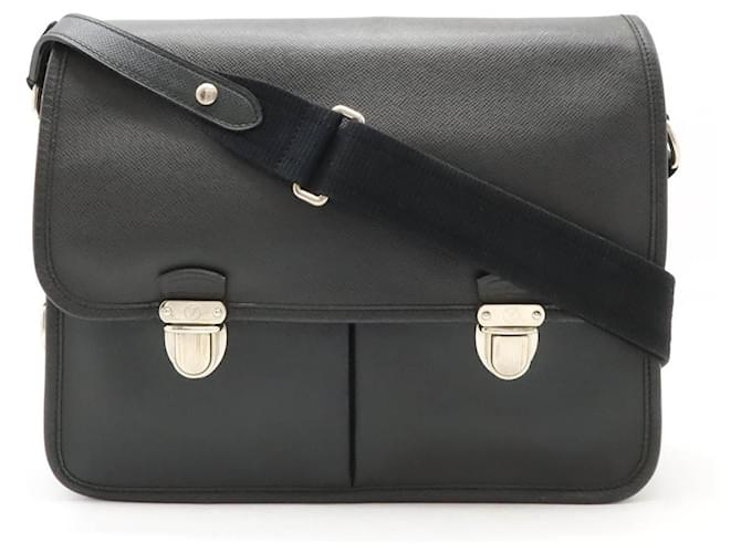 Louis Vuitton Taiga Alexei Shoulder Bag Black Leather Pony-style calfskin  ref.2397604