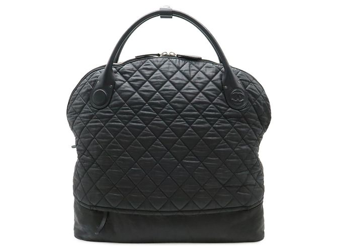 Chanel Coco Cocoon Quilted Leather Boston Bag Black