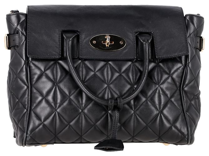 Mulberry Medium Cara Delevingne Quilted Convertible Backpack in Black Leather