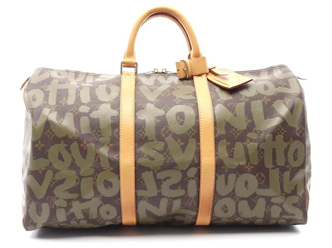Louis Vuitton Keepall 50 Monogram Graffiti Boston Bag Brown Cloth  ref.2398197