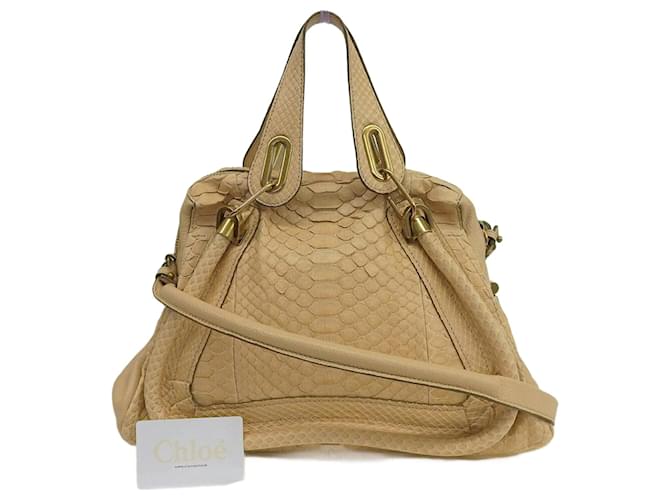 Chloé Chloe Python-Leder Paraty-Handtasche Braun Beige