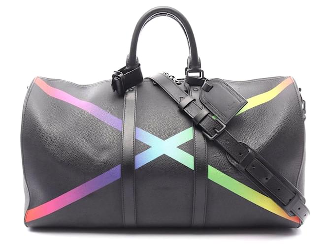 Louis Vuitton Leather Keepall Bandouliere 50 Bag Black Pony-style calfskin  ref.2398308