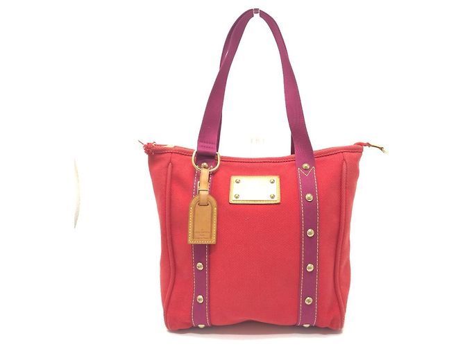 Louis Vuitton Antigua Cabas MM Tote Bag Red