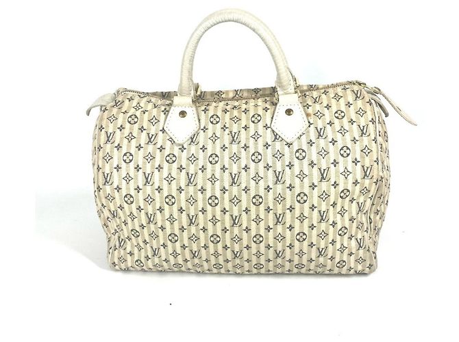 Speedy Sac Boston Mini Lin Monogram Louis Vuitton Blanc Bleu Marine