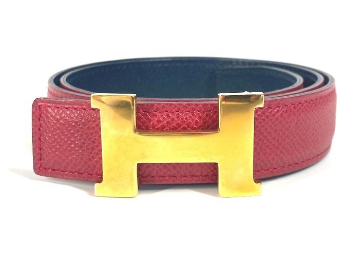 Hermès Constance Mini H Gürtel Rot Marineblau 