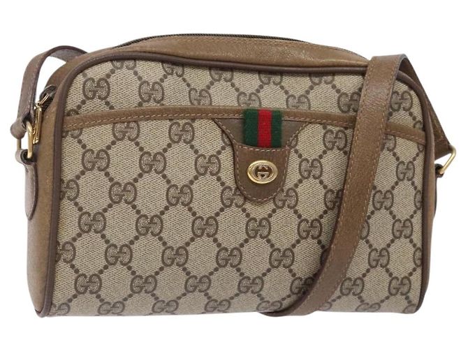 Gucci Borsa Sherry Line GG Supreme Web in PVC beige e oro 116 02 089 Auth BA4187 D'oro