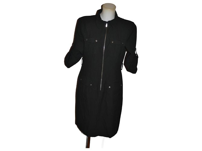 Vestido midi de algodón negro Michael Kors
