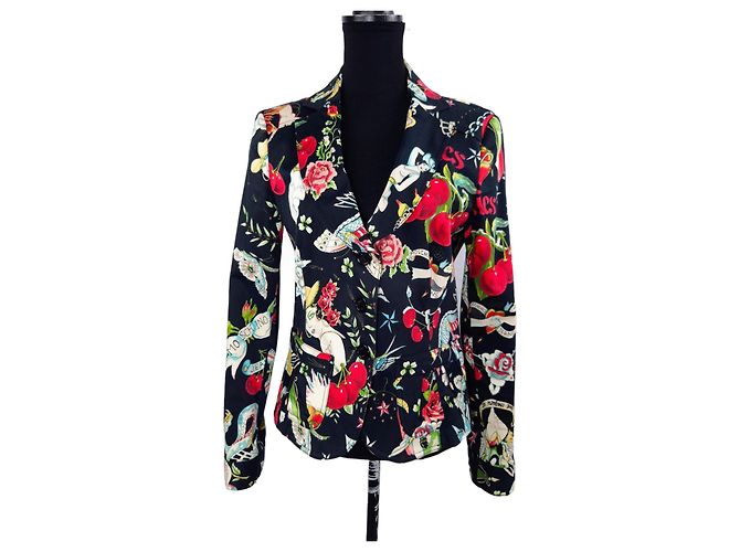 Moschino 2000s Printed Jacket Black Multiple colors