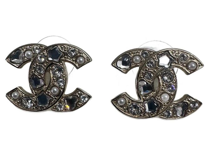 Chanel Ohrringe Perlen und Glas Gold Golden