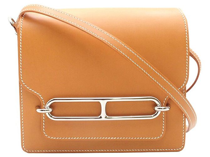 Borsa Roulis Mini Veau Marrone Hermès Caramello