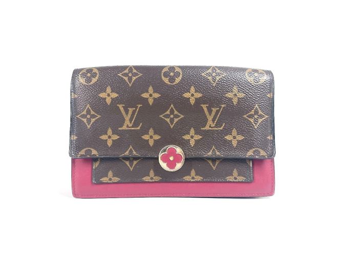 Cartera de Cadena Flore Monograma Louis Vuitton Castaño Rosa Fucsia