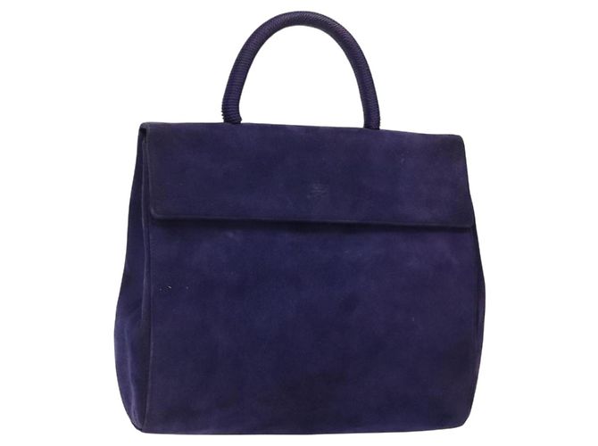 PRADA Sac à main Suède Violet Or Auth 132139 Doré