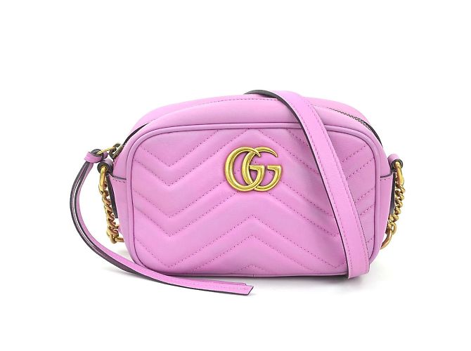 Bolsa de Ombro de Couro GG Marmont da Gucci - Uva