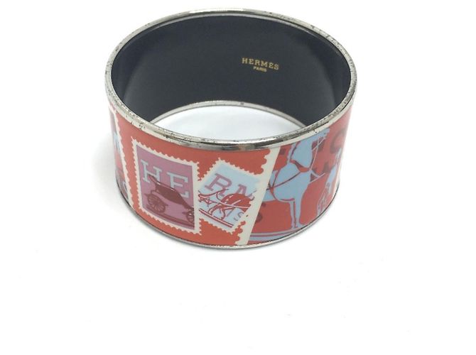 Hermès TGM Enamel Cloisonné Bangle for Men Orange 