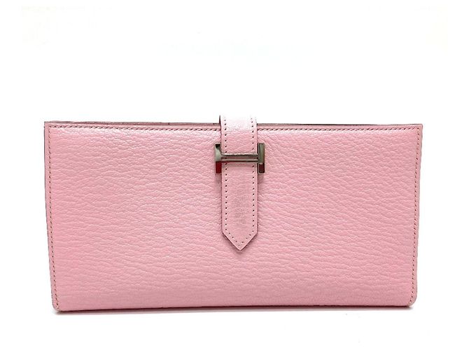 Hermès Hermes Bearn Soufflet Long Wallet Pink