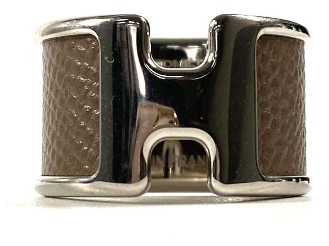 Hermès Damenring aus Leder Hermes Olympe Braun Taupe 