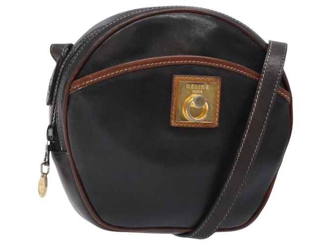 Céline Borsa a Spalla CELINE in Pelle Nera e Oro Auth bs28139 Nero D'oro