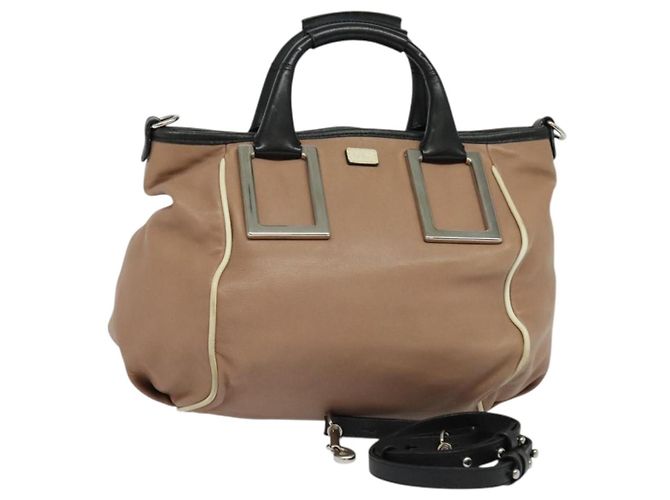 Chloé Bolsa de mão Chloe Etel em couro 2 em 1 rosa prata Auth BA4166
