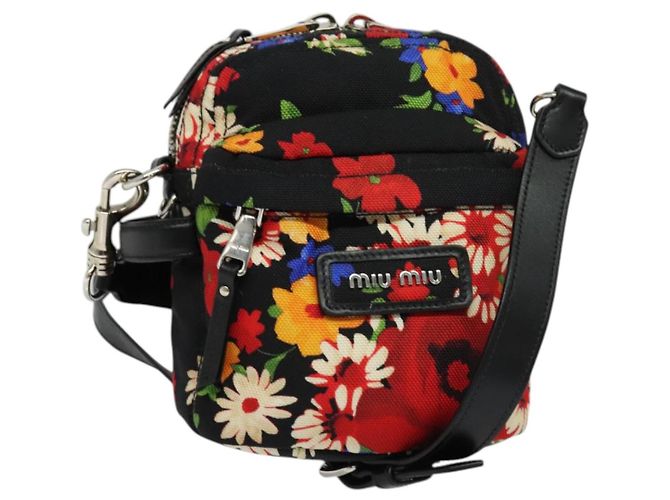 Borsa a Spalla Miu Miu in Tela Nera e Oro Auth 132826 Nero D'oro