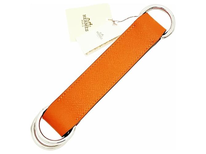 Ring Ceinture en soie Hermès Romance en cuir Epsom Orange  ref.2401221