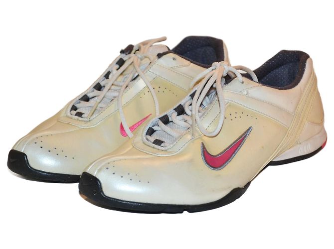 Nike Air Sneaker Damen Leder Weiß Elfenbein Größe 40 Aus weiß