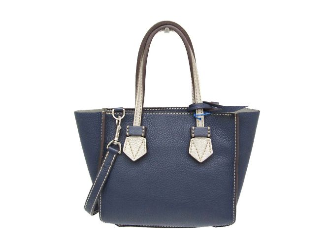 Borsa in pelle da donna BREGANCON di Moreau Argento Blu navy