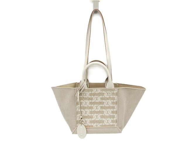 Bolsa de compras com duas alças Tod's Branco Bege