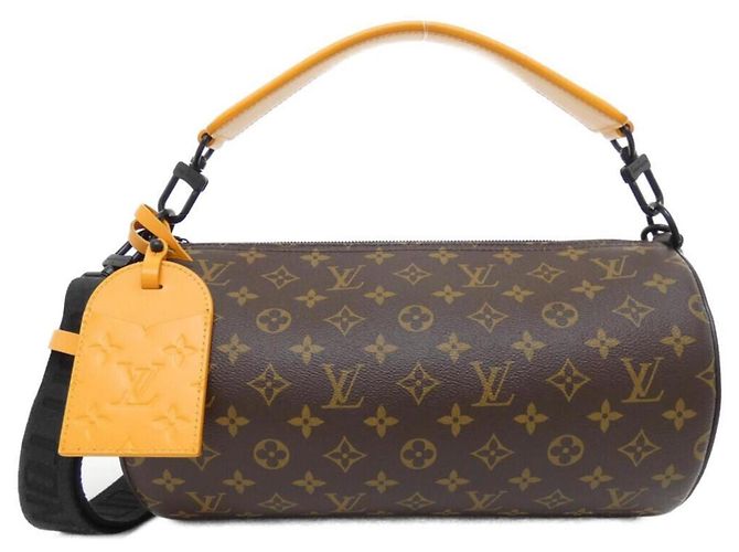 Borsa a Spalla Soft Polochon Monogram Macassar di Louis Vuitton Marrone D'oro