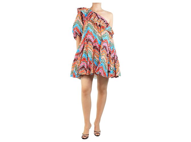 Autre Marque Buntes Mini-Kleid mit einem Schultergurt - Größe M Mehrfarben