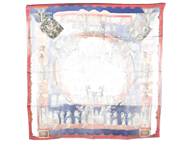 Foulard in seta Carré 90 Astres et Soleils di Hermès Rosso Blu Multicolore