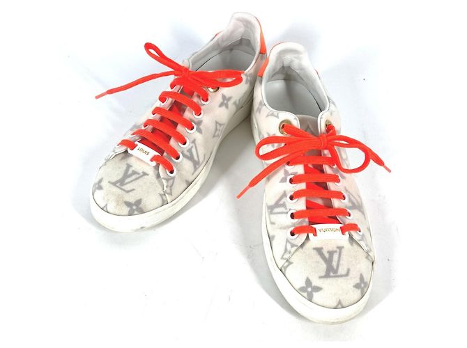 Tênis de amarrar Monogram Front Row da Louis Vuitton Branco Laranja