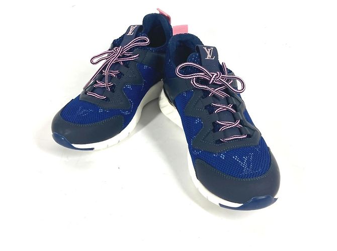 Baskets Logo Monogram Louis Vuitton Rose Bleu