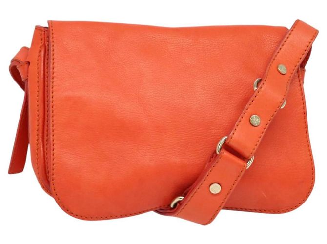 Céline Bolsa de Ombro CELINE em Couro Laranja Dourado Auth bs28303