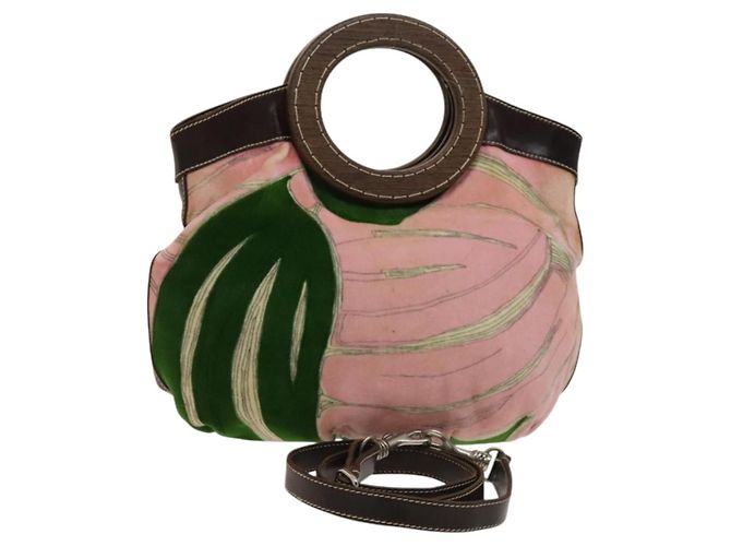 Borsa Miu Miu in Velluto 2 in 1 Rosa Argento Auth 131588