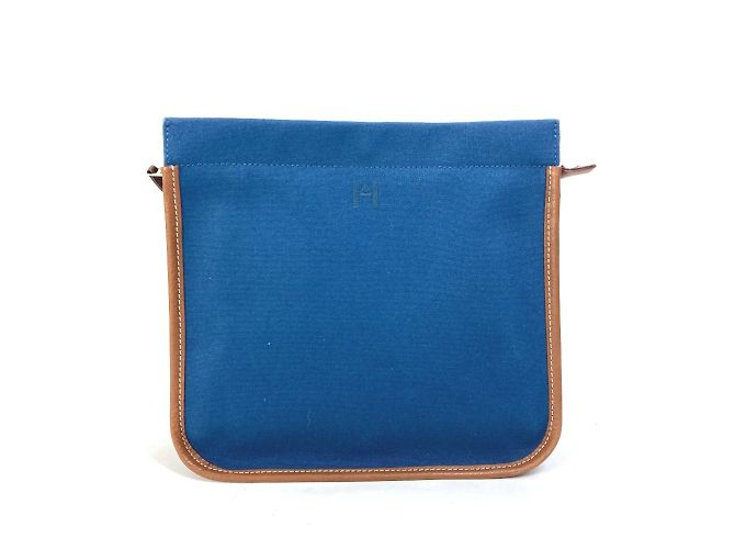 Hermès Hermes Embroidered Logo Camaieu Pouch Brown Navy blue